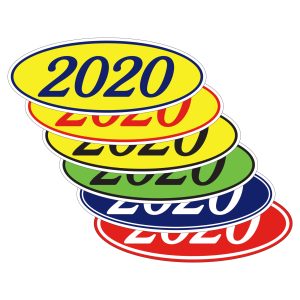 Vinyl Oval Year Window Stickers