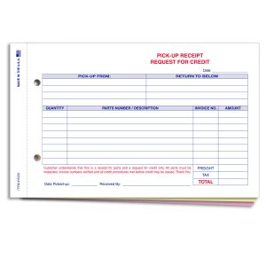 Parts Pick Up Receipt - Qty. 100