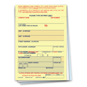 Vehicle Deal Labels - AA-168 - 3 Part - Qty. 100