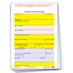 Vehicle Deal Label - AA-168-P/A-3 - Perm. Adh. - 3 Part - Qty. 100